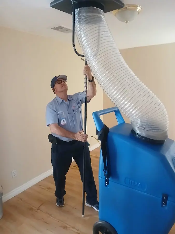 Mini Split Installation technician using HEPA equipment in Manhattan Beach